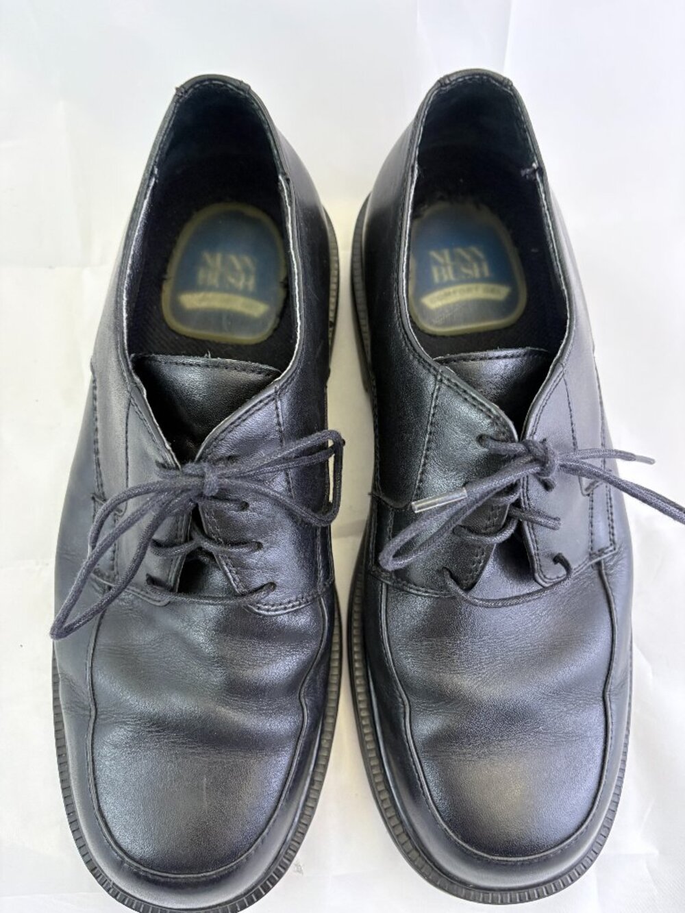 Nunn Bush Men's 9.5 Black Genuine Leather Oxford Dress Shoes Comfort Gel